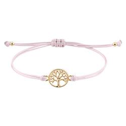 StarAppeal Lebensbaum Freundschafts Armband, Lebensbaum Armband mit Perlen in Silber und Gold, Größenverstellbar, Mädchen, Damen Armband, Handmade (Rosa-Gold) von StarAppeal