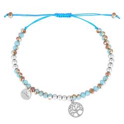 StarAppeal Lebensbaum Freundschaftsarmband, Lebensbaum Armband mit Perlen, Größenverstellbar, Mädchen, Damen Armband, Handmade (Aqua) von StarAppeal