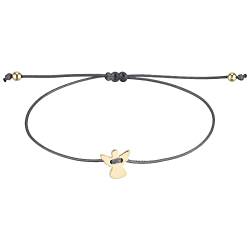 StarAppeal Schutzengel Freundschafts Armband, Engel Armbändchen mit Perlen in Silber und Gold, Größenverstellbar, Makramee Band für Frauen & Mädchen, Handmade (Grau-Gold) von StarAppeal