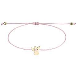 StarAppeal Schutzengel Freundschafts Armband, Engel Armbändchen mit Perlen in Silber und Gold, Größenverstellbar, Makramee Band für Frauen & Mädchen, Handmade (Rosa-Gold) von StarAppeal