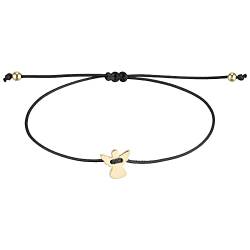 StarAppeal Schutzengel Freundschafts Armband, Engel Armbändchen mit Perlen in Silber und Gold, Größenverstellbar, Makramee Band für Frauen & Mädchen, Handmade (Schwarz-Gold) von StarAppeal