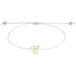 StarAppeal Schutzengel Freundschafts Armband, Engel Armbändchen mit Perlen in Silber und Gold, Größenverstellbar, Makramee Band für Frauen & Mädchen, Handmade (Weiß-Gold) von StarAppeal