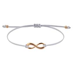 StarAppeal Unendlichkeit Infinity Liebe Freundschafts Armband, Unendlichkeits Armband mit Perlen in Silber und Gold, Größenverstellbar, Mädchen, Damen Armband, Handmade (Hellgrau-Gold) von StarAppeal