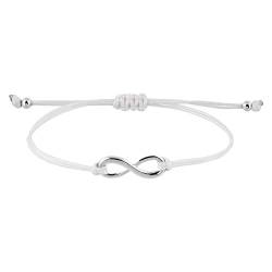 StarAppeal Unendlichkeit Infinity Liebe Freundschafts Armband, Unendlichkeits Armband mit Perlen in Silber und Gold, Größenverstellbar, Mädchen, Damen Armband, Handmade (Weiß-Silber) von StarAppeal