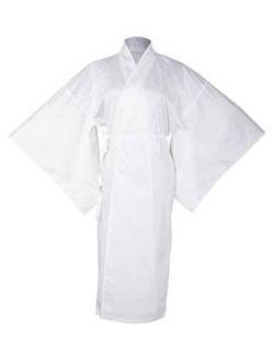 Damen Traditioneller japanischer Kimono Robe Yukata Dessous 3/4 Ärmel Yukata Solid Baumwolle Futter Pyjama, Weiss/opulenter Garten, Einheitsgröße von StarDY