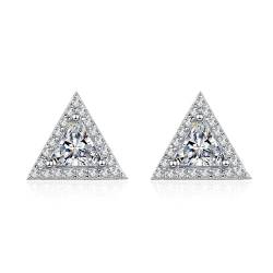 StarGems® Dreieck 0,5ct×2 Moissanite 925 Silber Platinierte Ohrstecker EX019 von StarGems