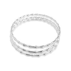 StarGems® Festes dreilagiges Bambusgelenk Handgefertigt gestapelt 999 Sterlingsilber Armreif Manschettenarmband für Frauen Cb0260 von StarGems