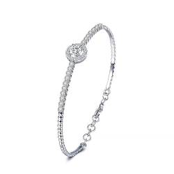 StarGems 0,5 ct Moissanit 925 Silber platinierter Zirkonia umgebenes verstellbares rundes Armband B4689 von StarGems