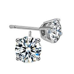 StarGems 0,5 ct Moissanite 925 Silber platinierter klassischer Ohrstecker mit vier Zinken B4635 von StarGems