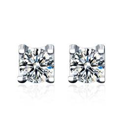 StarGems 0,5 ct Moissanite 925 Silber platinierter klassischer Ohrstecker mit vier Zinken B4647 von StarGems