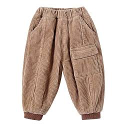 StarTreene Baby Winterhose Jungen Mädchen Cordhose gefüttert Lange Hose mit Elastischem Bund Kleinkind Jogginghose mit Taschen Warme Freizeithose Pants von StarTreene