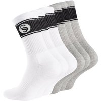 Stark Soul® Sportsocken Crew Socken im RETRO-Design (6 Paar) mit gepolsterter Sohle 6er-Pack, extra breiter Rippbund, Größenanagabe, flache Zehennaht von Stark Soul
