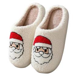 Starnearby Weihnachtsmann Hausschuhe Damen Herren Winter Warme Flauschige Plüsch Slippers Niedliche Cartoon Weihnachten Hausschuhe Indoor Rutschfeste Leichte Weiche Pantoffeln Zuhause Unisex von Starnearby