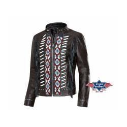 Damen Lammnappaleder Fransenjacke Lederjacke Acoma" mit Nieten, Glasperlen 3XL" von Stars & Stripes