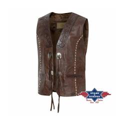 Edle Rindsleder Western Biker Weste XL von Stars & Stripes