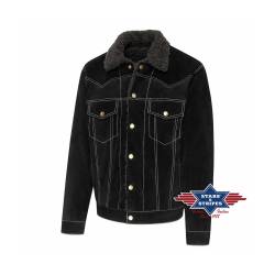 Gemütliche Wildleder Bikerjacke Model -Decker- schwarz 3XL von Stars & Stripes