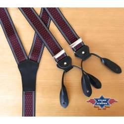 Gestreifte Hosenträger mit Knopfloch Lederlaschen Old Style Westernstyle HT-07 von Stars & Stripes