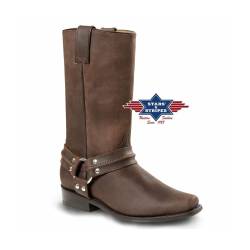 Herren Westernstiefel Biker Boots, braun, Rindsleder Stars&Stripes 39 von Stars & Stripes