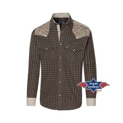 Kariertes Westernhemd -Roger beige- mit bestickter Westernpasse L von Stars & Stripes