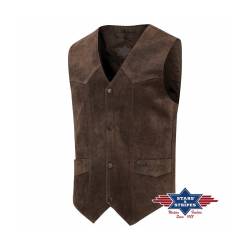 Rind-Veloursleder Lederweste -Alabama- choco 2XL von Stars & Stripes