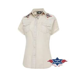 Westernbluse, Damenbluse Betty" mit Stickerei im Azteken Look M" von Stars & Stripes