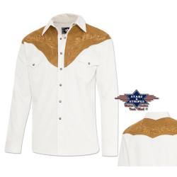 Westernhemd mit Wildlederoptik-Schulterbesatz und Stickerei von Stars & Stripes