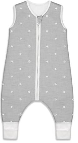 Starwelt® Baby Schlafsack mit Füßen zum umstülpen - Ganzjahres Babyschlafsack mit Beinen - Schlafsack Kinder - 2.5 TOG - Bio-Baumwolle - Grau 70 cm von Starwelt