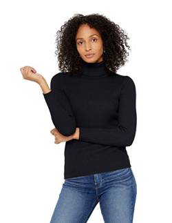 State Cashmere Damen Gerippter, langärmliger Pullover aus 100% reinem Kaschmir mit Rollkragen, Schwarz, Gr.- XXL von State Cashmere