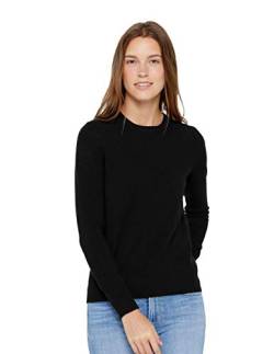 State Cashmere Damen Strickpullover 100% reines Kaschmir Feinstrick Langarm Pullover mit Rundhalsausschnitt (L, Schwarz) von State Cashmere