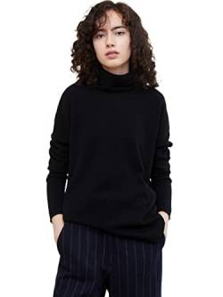 State Cashmere Damen Übergroßer Tunika-Stil Rollkragenpullover 100% Reiner Kaschmir Langarm Pulli (X-Large, Schwarz) von State Cashmere