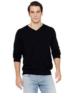 State Cashmere Herren V-Ausschnitt Strickpullover 100% reines Kaschmir Feinstrick Langarm Pullover (Large, Schwarz) von State Cashmere