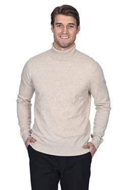 State Fusio langärmliger Pullover aus Kaschmirwolle mit Rollkragen für Herren, Premium-Qualität, Beige, XL von State Fusio