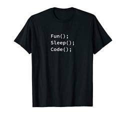 Fun(); Sleep(); Code(); T-Shirt von Statement Tees