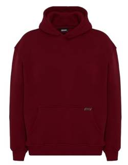 Blank Fitted Oversized Heavy Basic Men Hoodie, Kapuzenpullover mit Fronttasche, Dropped Shoulders Streetwear Hoodie, Baumwolle Premium Herren Pullover (XL, Rot) von Stats