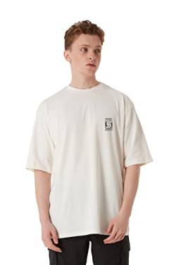 Originals Chrome Fitted Oversized Heavy Men Tee, 100% Cotton, Short Sleeve Crew Neck with Dropped Shoulders Streetwear T-Shirt, Rundhals-Ausschnitt Baumwolle Herren Tshirt (M, Beige) von Stats