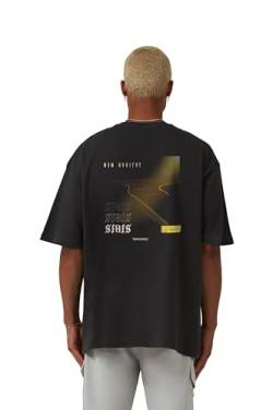 Stats New Habitat Fitted Oversized Heavy Men Tee, 100% Cotton, Short Sleeve Crew Neck with Dropped Shoulders Streetwear T-Shirt, Rundhals-Ausschnitt Baumwolle Herren Tshirt (S, Grau) von Stats