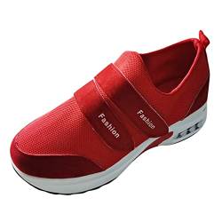 Waldläufer Damen Schuhe Slip on Freizeit Schuhe Sneaker lässige Sneakers atmungsaktive Keile Mode Sneakers im freien Frauen Tango Schuhe Damen Leder (Red, 39) von Stay&me