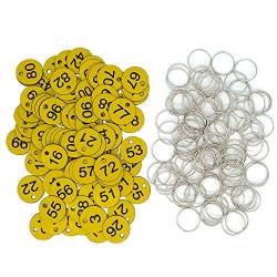 Kunststoff-ID-Nummernschilder, Schlüsselanhänger, gravierte Zahl mit Schlüsselringen (1-300, gelb) von StayMax