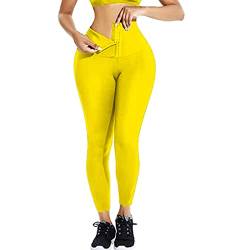 StaySlim Damen Korsett Gym Leggings Bauchweg Sport Leggings mit verstellbarer Taille Trainer Shapewear Slimming Leggings Body Shaper Workout Yoga Hosen, #1 Gelb, XXL von StaySlim