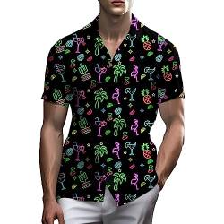 Stazary Neonhemden für Männer, Button-Up-Shirts, Herren-Neonhemd, Hawaii-Hemd für Männer, Strandhemden, Neonkleidung, 80er Jahre Neon Bier, XL von Stazary