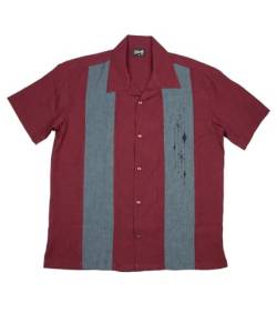 Steady Clothing Hemd Mid Century Marvel Burgunder Vintage Bowling Shirt Retro, Größe:XXL von Steady Clothing