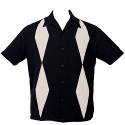 Steady Clothing Vintage Bowling Shirt - Diamond Duo Schwarz S von Steady Clothing