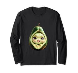 Fantasy-süße Avocado-Lächelaugen Langarmshirt von Steampunk Cool Vintage Creations