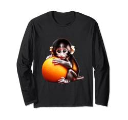 Fantasy-süßes Affenbaby, orange Langarmshirt von Steampunk Cool Vintage Creations