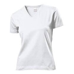 Stedman - Classic V-Neck T-Shirt Women L,White von Stedman