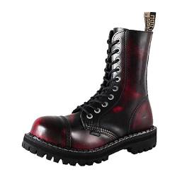 Steels 10 Loch Boots Burgund Rub Off, Grösse 38 von Steel Shoes & Boots