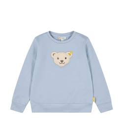 Steiff Jungen Sweatshirt EU-Größe 128 Brunnera Blue, weicher Sweat, wärmt angenehm, Flexible Bündchen für unkompliziertes Hineinschlüpfen, Teddybärmotiv mit eingebauter Quietsche von Steiff