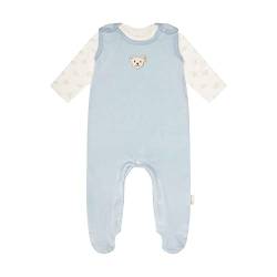 Steiff Unisex Baby Set Strampler mit Fuss + T-Shirt Langarm Kleinkind-Schlafanzüge, Celestial Blue, 80 von Steiff