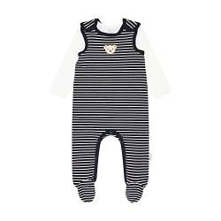 Steiff Unisex Baby Set Strampler mit Fuss + T-Shirt Langarm Kleinkind-Schlafanzüge, Navy, 68 von Steiff