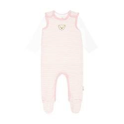 Steiff Unisex Baby Set Strampler mit Fuss + T-Shirt Langarm Kleinkind-Schlafanzüge, Silver PINK, 50 von Steiff